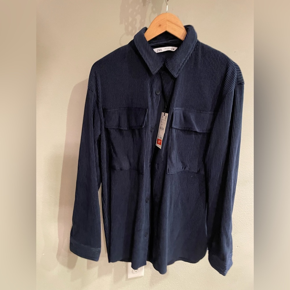 Zara corduroy blue soft touch button down